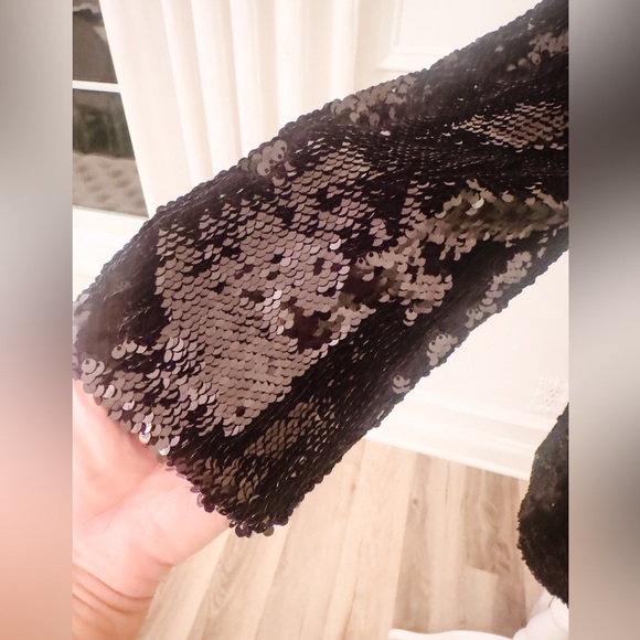 NWT Anthropoogie Cartonnier Black Sequined Tuxedo Blazer - Picture 7 of 10